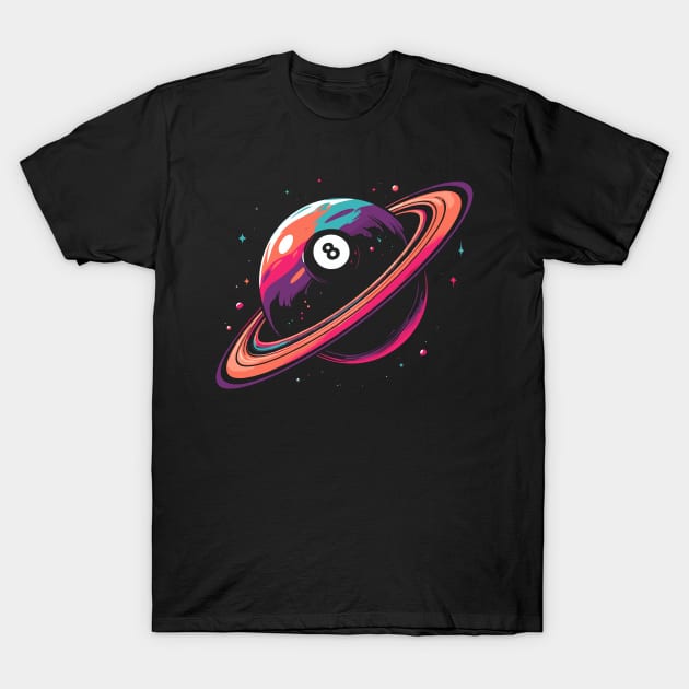 8 Ball Billiard Pool Planet T-Shirt by podtuts